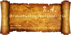 Kratochvilla Apollinária névjegykártya